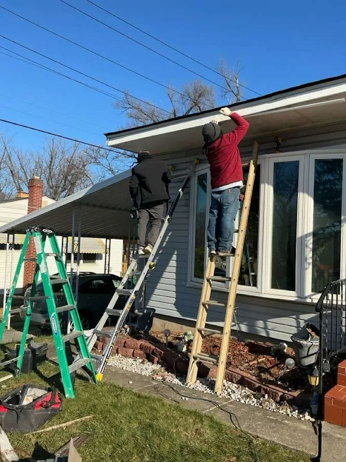 Restoration crew performing exterior repair in New Ulm